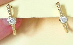 Ladies 14 Karat Yellow Gold  Diamond Oval Small Hoop Earrings With Diamonds = 0.37Tw Round H/I SI2 Diamonds