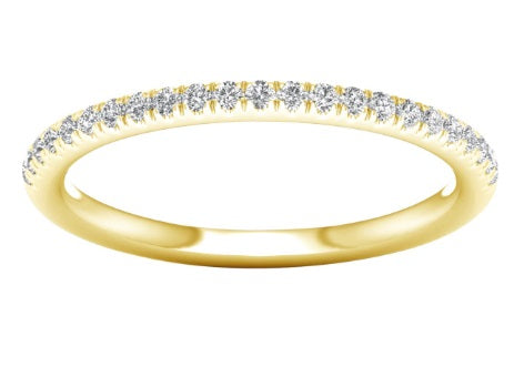 Ladies 14 Karat Yellow Gold Diamond Hidden Halo Wedding Band With = .18Tw Round F VS1 Diamonds Lab Grown Size 7