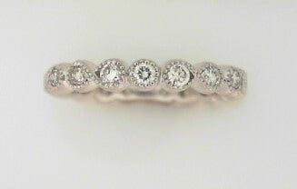 Ladies 14 Karat White Gold Diamond Miligrain Edge Band With 0.67tw Round G/H SI2 Diamonds Size 7