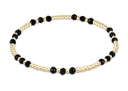 Gemstone Gold Joy Pattern 3mm Bracelet -  Black Onyx