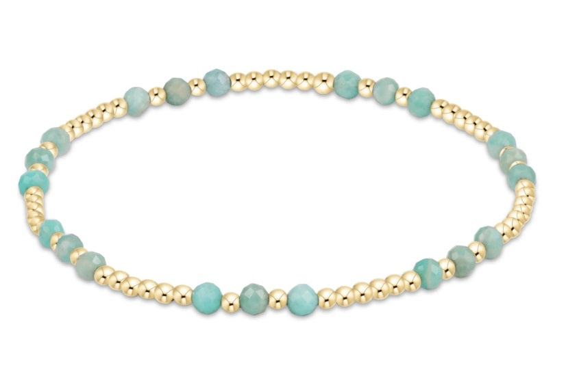 Gemstone Gold Joy Pattern 3Mm Bead Bracelet - Amazonite