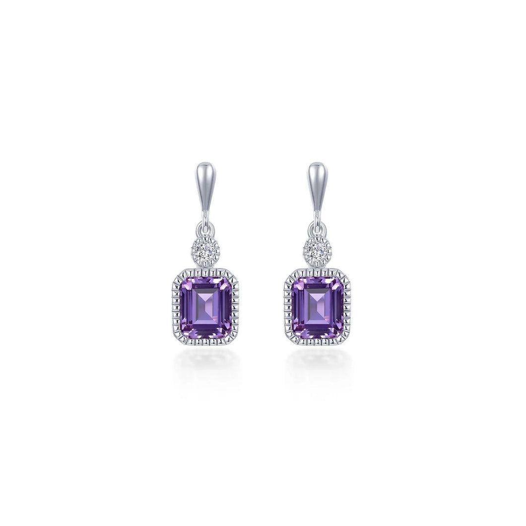 February Birthstone Earrings Sterling Silver Rhodium Plated 1.82 Ctw With Simulated Stone And Lassaire Stone