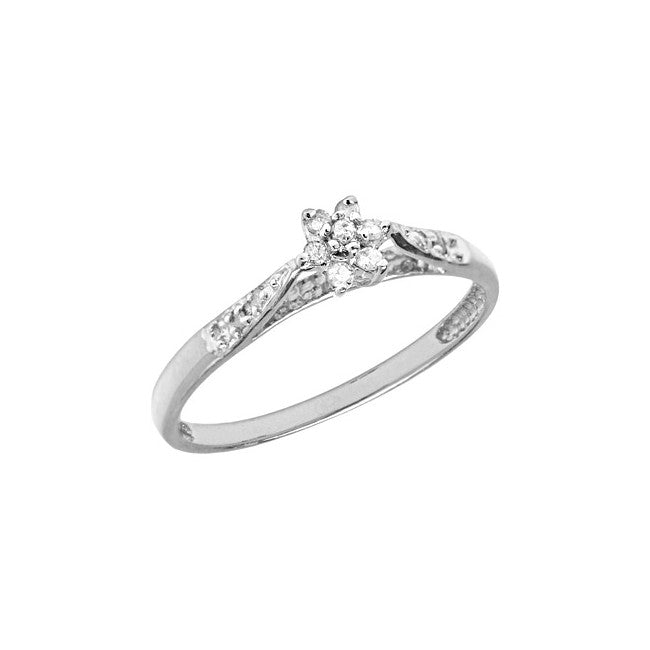 Ladies Sterling Silver Diamond Promise Ring With 0.10Tw Round H/I Si2 Diamonds Size 7