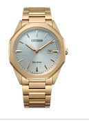 Men's ECO Drive 100 Meters Water Resistant Gold Tone Bracelet with White Dial