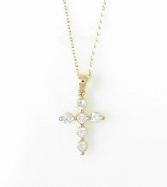 Ladies 14 Karat Yellow Gold Diamond Cross Pendant With = 0.42Tw Round H/I Si2 Diamonds with 18