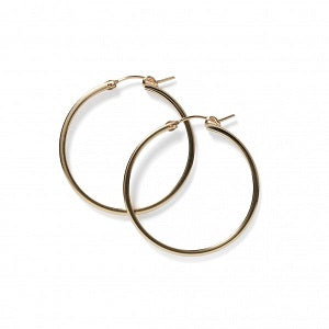 Gold Filled Round Hoop Earrings with Square Tubing 35mm
