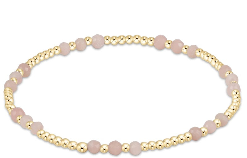 Gemstone Gold Joy Pattern 3Mm Bead Bracelet - Pink Opal