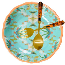 Load image into Gallery viewer, English Garden Turquoise Melamine Serving Bowl
