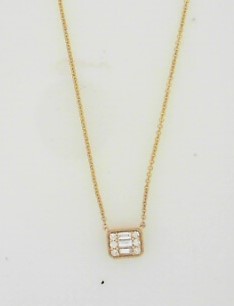 Ladies 14 Karat Yellow Gold  Diamond Necklace With 0.08Tw Baguette G/H Si2 Diamonds And 0.06Tw Round G/H Si2 Diamonds 18