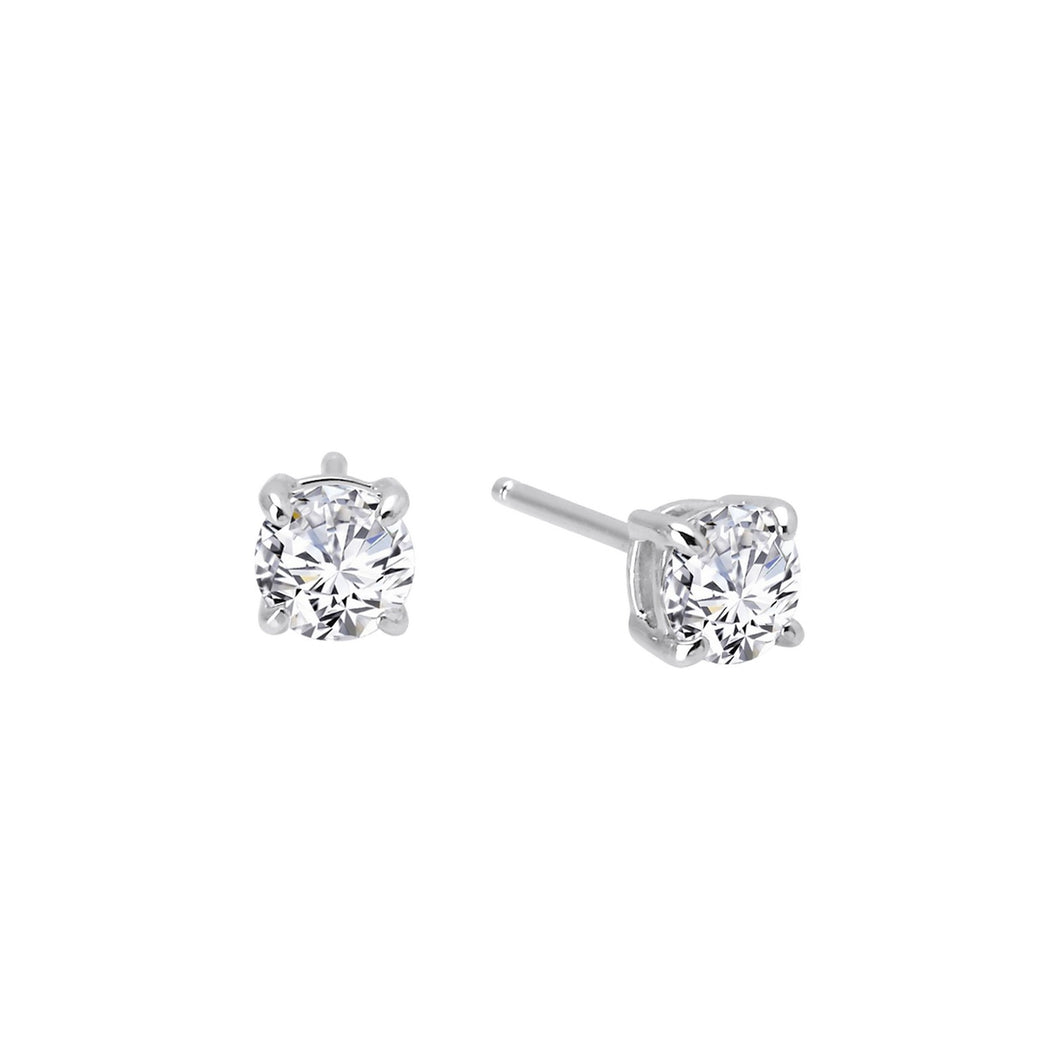 Sterling Silver Rhodium Plated 4 Prong Round Stud Earrings 1.00 TCW Lassaire Stones