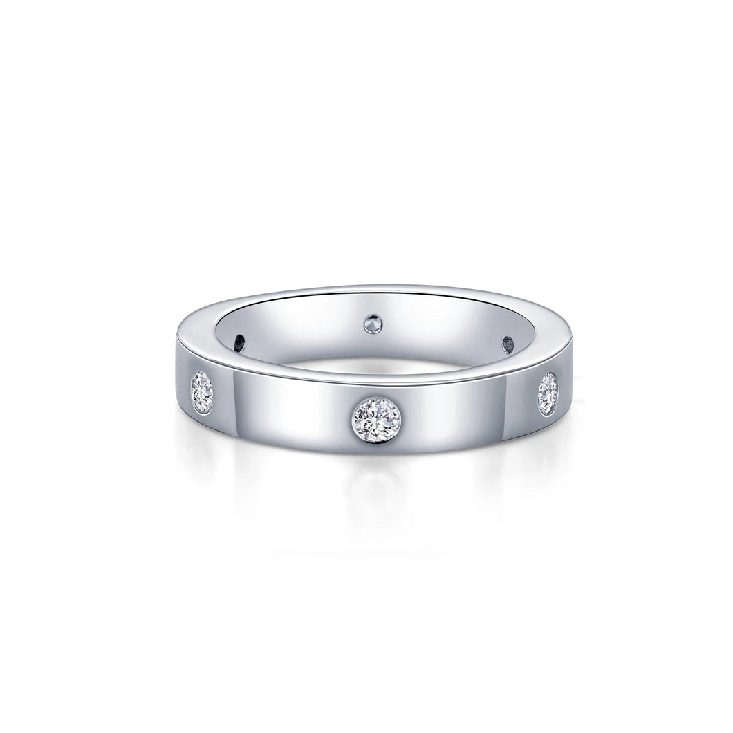 Sterling Silver Rhodium Plated Invisible Set Eternity Band 0.30 CTW Lassaire Stones