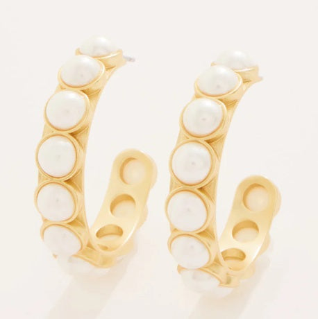 Anna Hoop Earrings Pearl