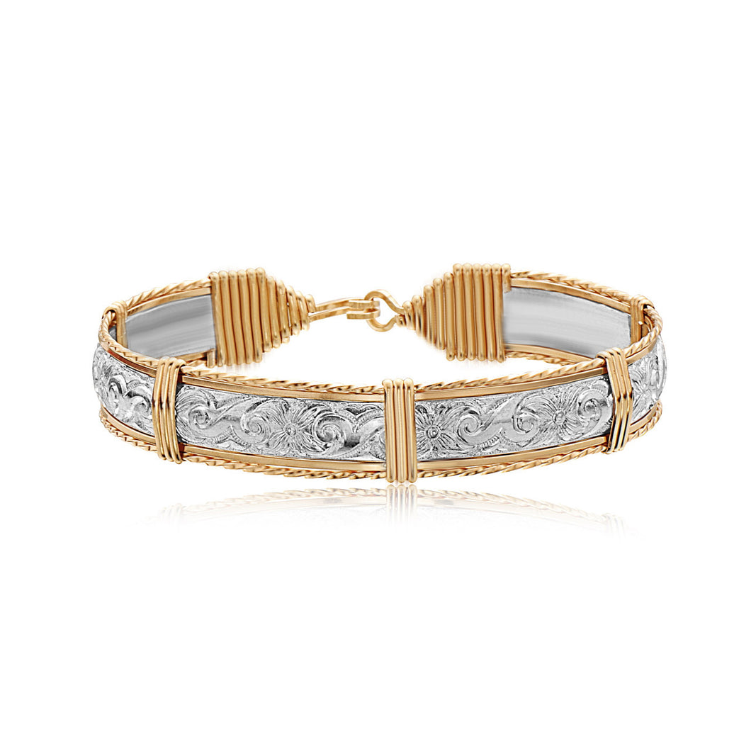 Angelina Bracelet- 14 kt Gold Artist Wire & Silver Bar- Size 7.5