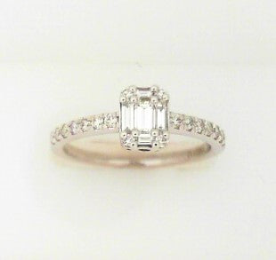 Ladies 14 Karat White Gold Engagement Ring 0.46tw Baguettes and Rounds H/I SI2 Diamonds
