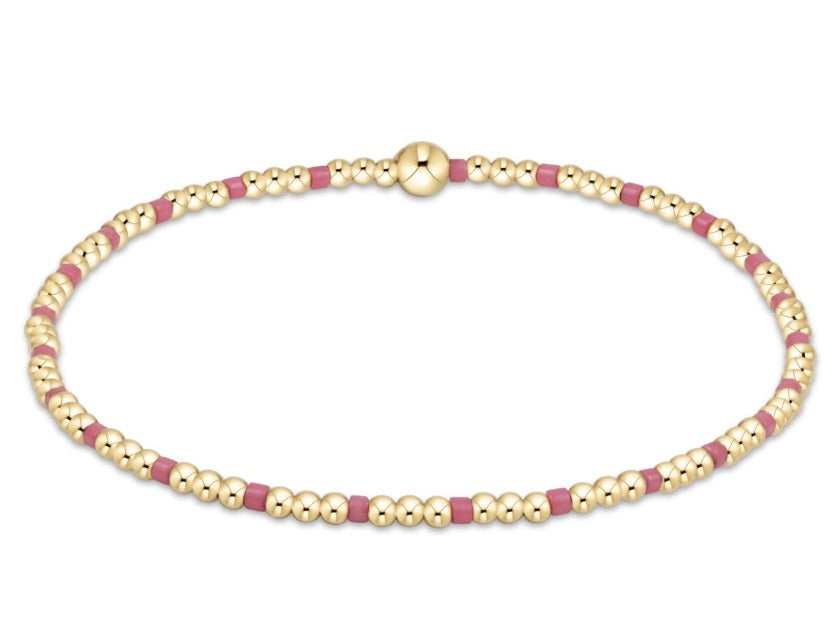 Hope Sincerity Pattern 2mm Bead Bracelet - Bright Pink