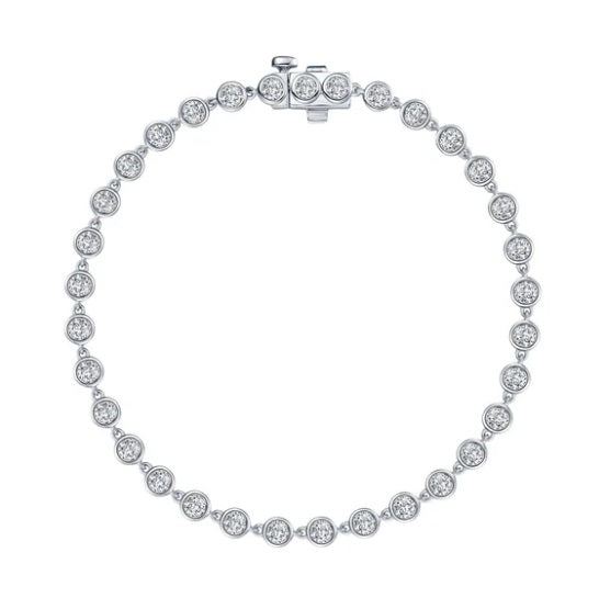 Sterling Silver Bezel Strand Tennis Bracelet 7.25