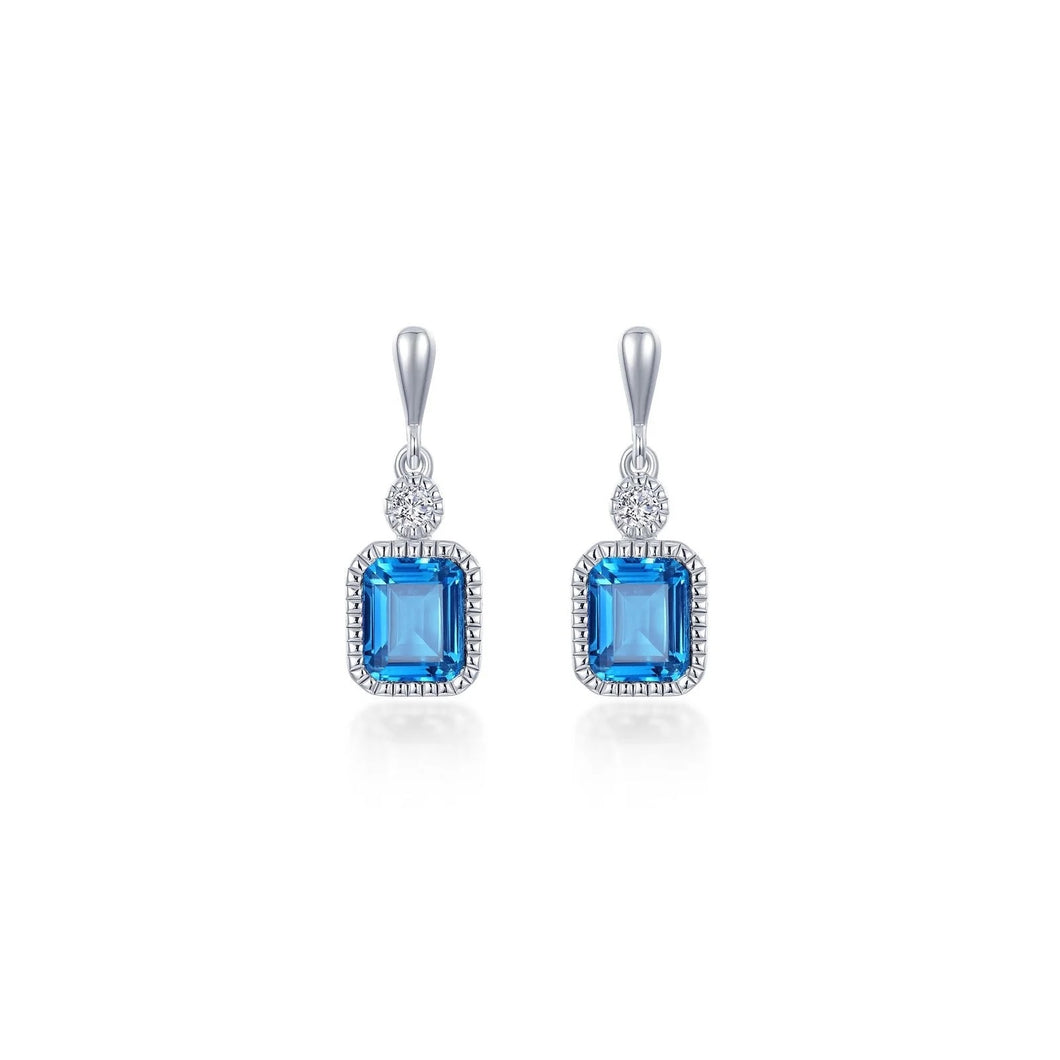 December Birthstone Earrings Sterling Silver Rhodium Plated 1.82 Ctw With Simulated Stone And Lassaire Stone