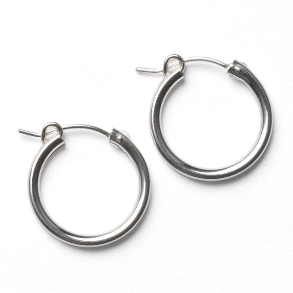 Ladies Sterling Silver Hoop Earrings Round 10MM