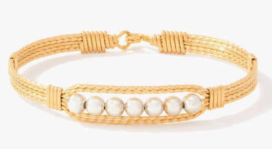 Answered Prayers Bracelet - 14K Gold Artist Wire And Sterling Silver Beads Size 8.00