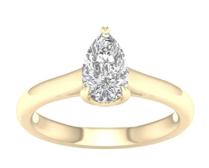 Ladies 14 Karat Yellow Gold Diamond Solitaire Engagement Ring With = 1.00Tw Pear F VS1 Diamond Lab Grown IGI Certification #55J269582508 Size 7