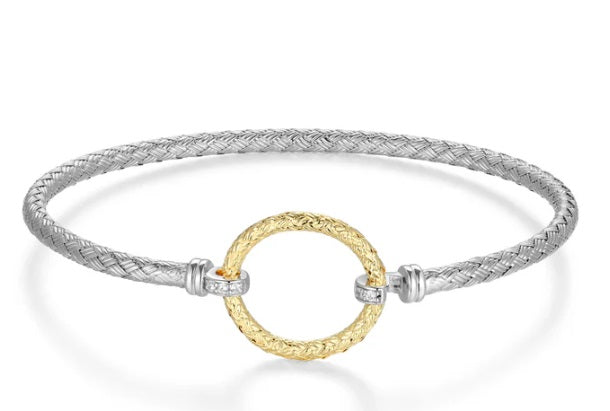 Flourish Halo Original Matte Mesh Cuff In Rhodium & 14K Yellow Gold-Plated Sterling Silver
