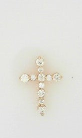 Ladies 14 Karat Yellow Gold Diamond Cross With 0.64Tw Round H/I Si2 Diamonds with 18