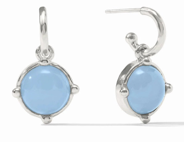 Honeybee Hoop & Charm Earring - Chalcedony Blue