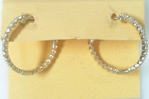 Ladies 14 Karat Yellow Gold Inside/Outside Diamond Hoops With = 0.96Tw Round G/H Si2 Diamonds