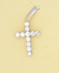 Ladies 14 Karat White Gold Diamond Cross Necklace With = 0.83Tw Baguettes G/H SI2 s With 18