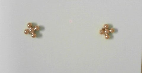 Classic Beaded Signature Cross Small Stud- 2MM Bead