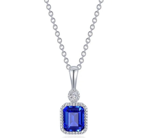 September  Birthstone Necklace Sterling Silver Rhodium Plated 0.91 Ctw With Simulated Stone And Lassaire Stone 20