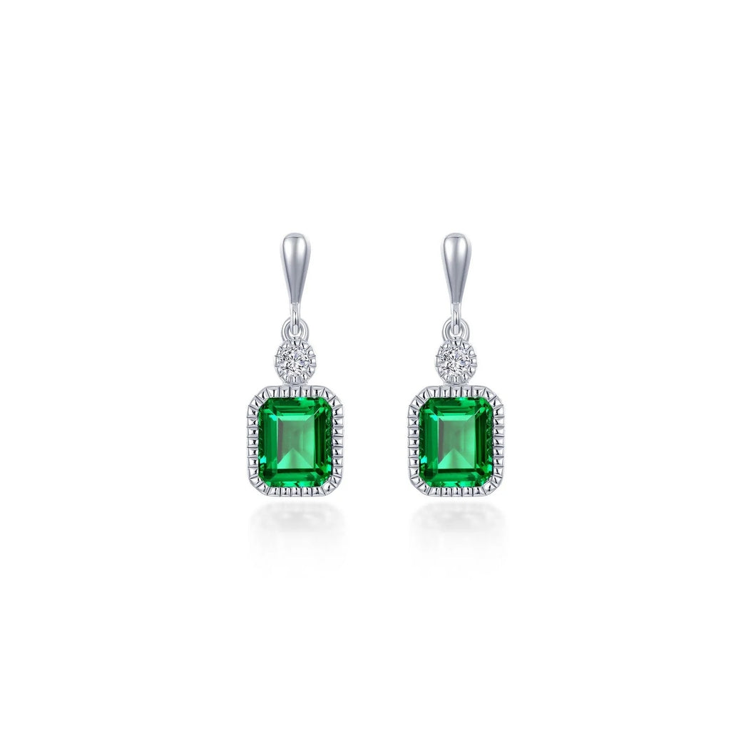 May Birthstone Earrings Sterling Silver Rhodium Plated 1.82 Ctw With Simulated Stone And Lassaire Stone