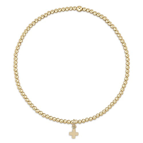 Egirl Classic Gold 2mm Bead Bracelet - Signature Cross Small Gold Charm
