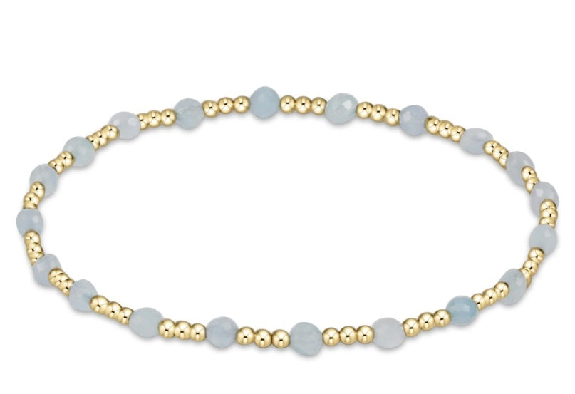 Gemstone Gold Sincerity Pattern 3Mm Bead Bracelet - Aquamarine