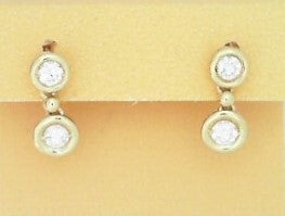 Ladies 14 Karat Yellow Gold  Diamond Double Dangle Earrings With Diamonds = 0.86Tw Round H/I SI2 Diamonds