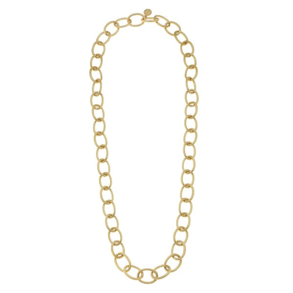 Gold Long Oval Loop Chain Necklace - 30 Inches