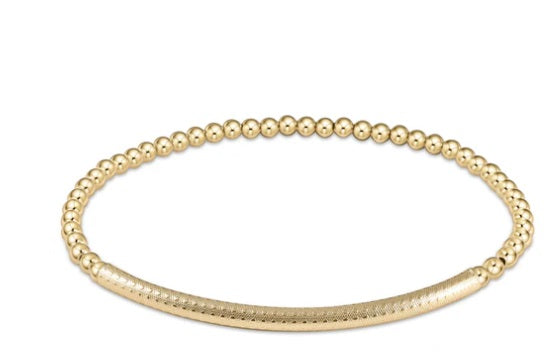 Bliss Bar Textured 3Mm Bead Bracelet - Gold