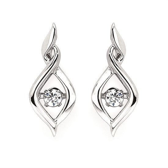 Ladies Sterling Silver  Diamond Earrings With 0.10Tw Round H/I Si2 Diamonds