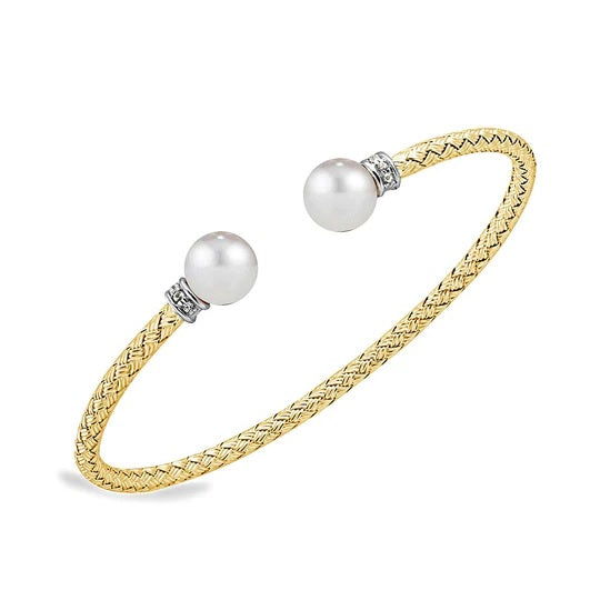 Sterling Silver 3mm Mesh Cuff with CZ