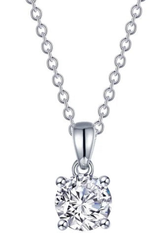 Sterling Silver 1.50 CTW 4-Prong Solitaire Necklace Lassaire Stones With 20