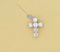 Ladies 14 Karat White Gold Diamond Cross Necklace With = 0.45Tw Round G/H SI2 Tw Rounds With 18