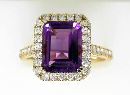 Ladies 14 Karat Yellow Gold All Colored Jewelry Ring With 2.25Tw Emerald Amethyst And 0.42Tw Round G/H Si2 Diamonds Size 7