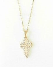 Ladies 14 Karat Yellow Gold Diamond Cross Pendant With = 0.10Tw Round H/I Si2 Diamonds with 18