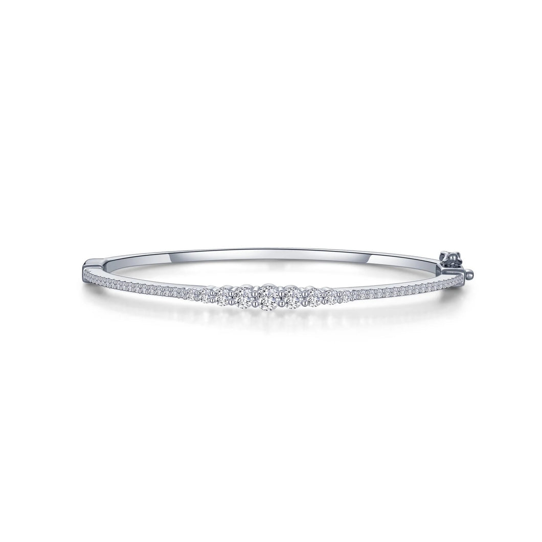 Sterling Silver Rhodium Plated Graduated Bangle Bracelet with Lassaire Stones TCW 1.54 7.25