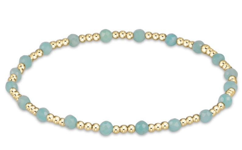 Gemstone Gold Sincerity Pattern 3Mm Bead Bracelet - Amazonite