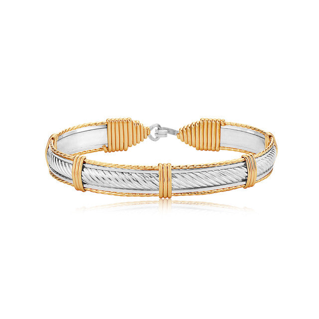 Admire Bracelet - Silver Bar with 14Karat Gold Artist Wire Accents - Size 7.50