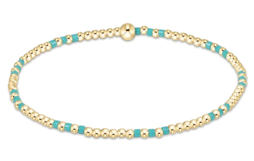 Hope Joy Pattern 2mm Bead Bracelet - Turquoise