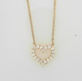 Ladies 14 Karat Yellow Gold Diamond Heart Pendant With 0.21Tw Round G/H Si2 Diamonds With 16