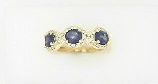 Ladies 14 Karat Yellow Gold Fashion Band With = 0.16Tw Round G/H SI2 Diamonds And = 1.32Tw Oval Sapphires Size 7