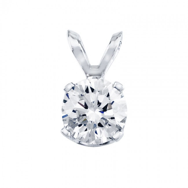 Ladies 14 Karat Yellow Gold Diamond Solitaire Pendant With 0.75Tw Round H/I SI2 Diamonds 18